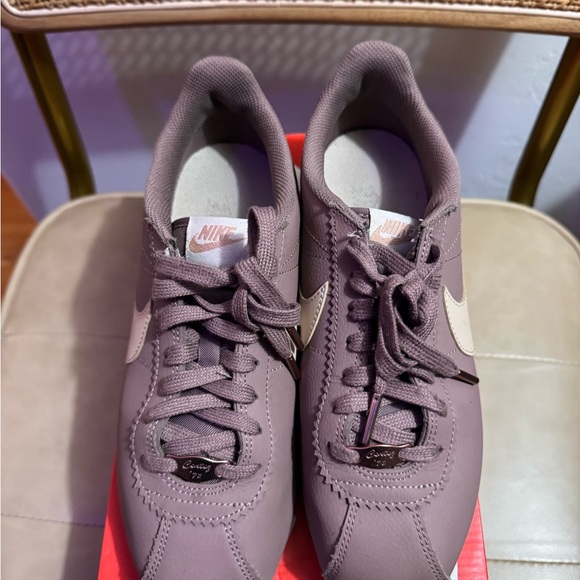 Nike Women's Cortez Leather Sneakers - Mauve Pink with Beige Swoosh - Picture 3 of 5